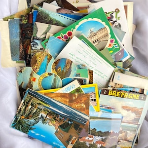 Huge lot of postcards 1950s - 1990s France Europe Travel collage scrapbooking vintage recovery upcycle paper photo postcard