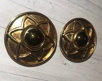 Boucles D'oreilles Clips Vintage P&M PARIS Années 80 - Alliage Doré, Style Pierre Meunier, Occasion