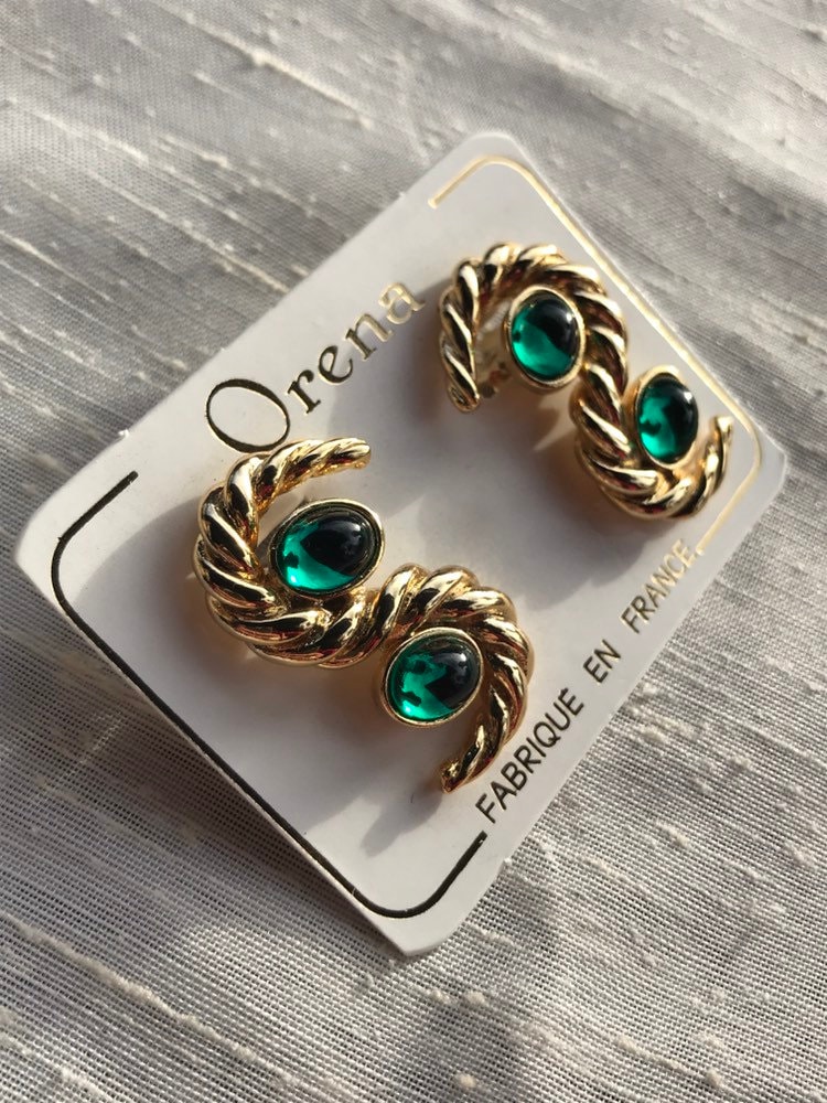 Clips boucles d'oreilles Vintage fleurs métal doré années 1970/1980