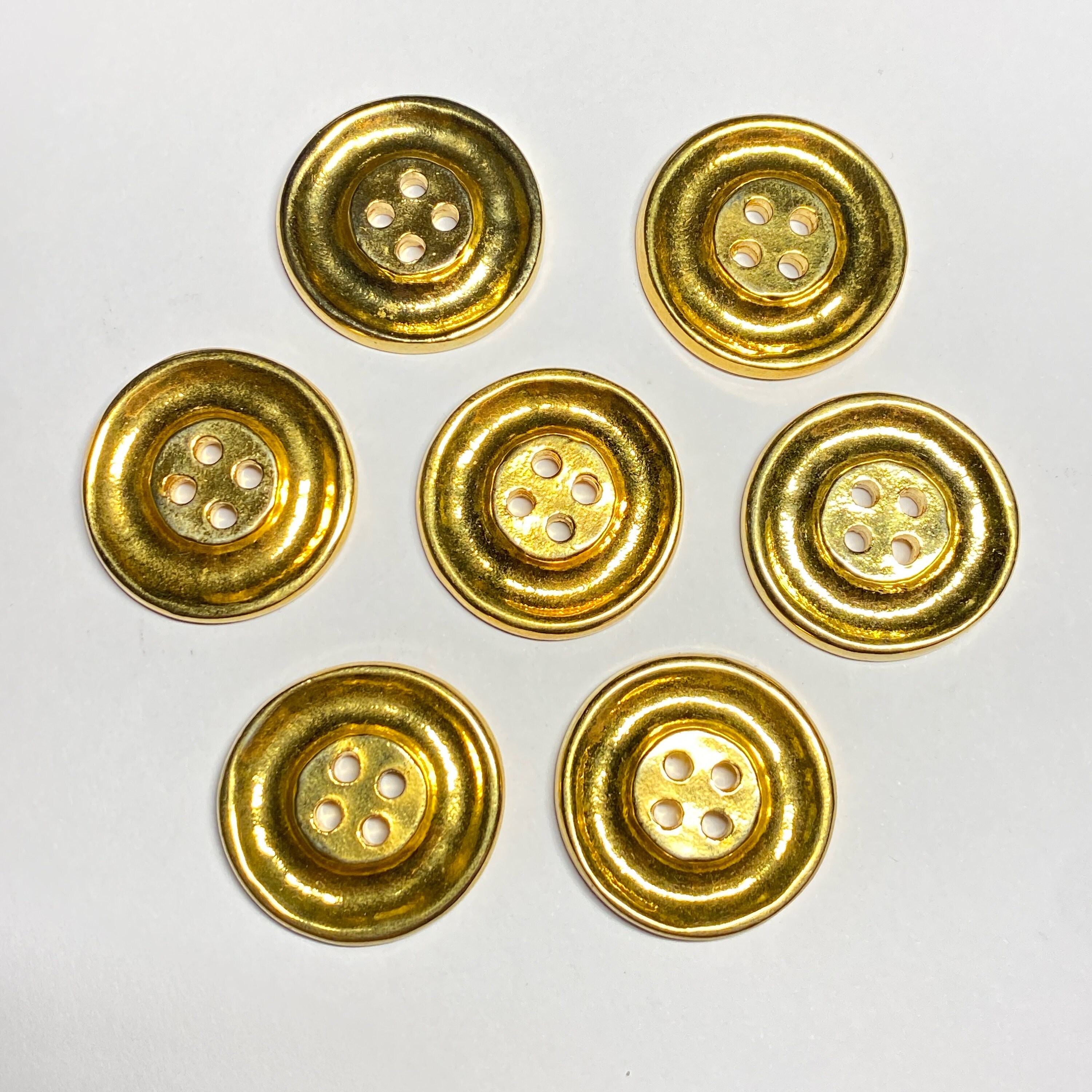 Boutons à œillets plats en métal doré brillant 10 mm, 15 mm, 20 mm (10
