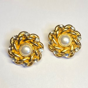 Boucles D'oreilles Vintage Clips Jacky De G Paris - Résine Et Perles Bordeaux Occasion | Bijou Rétro Perle