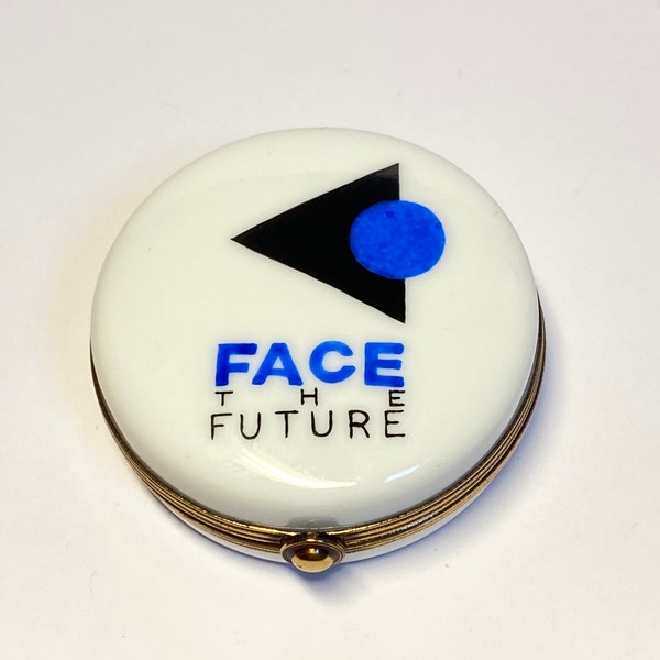 Face The Future Porcelain Box Limoges hand-painted 2001 vintage trinket collection decoration France