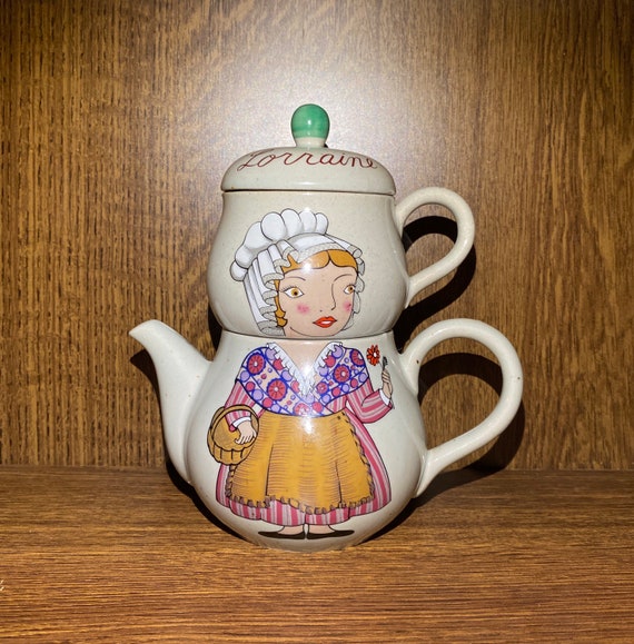 Adorable Sandstone Vintage Teapot and Cup La Lorraine Collection Selfish  Art of Table Decoration Kitsch France Pittsbroc - Etsy