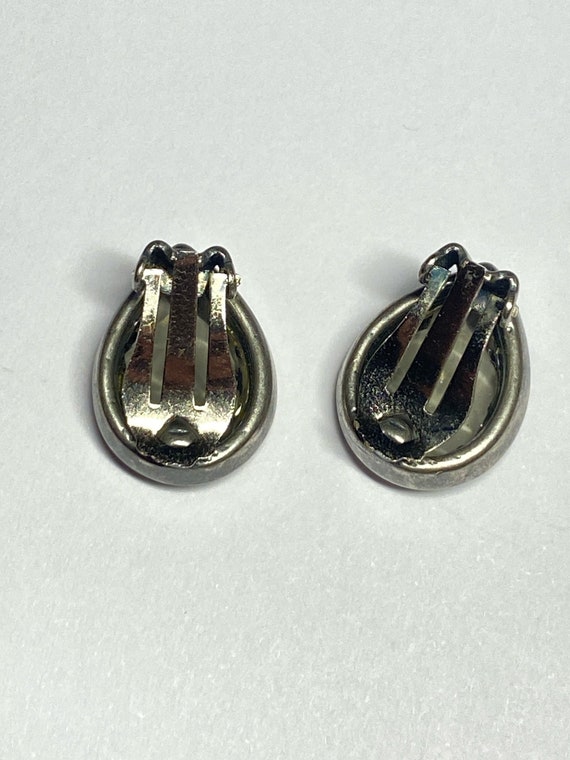 Boucles oreilles clips vintage cristal gris goutt… - image 5