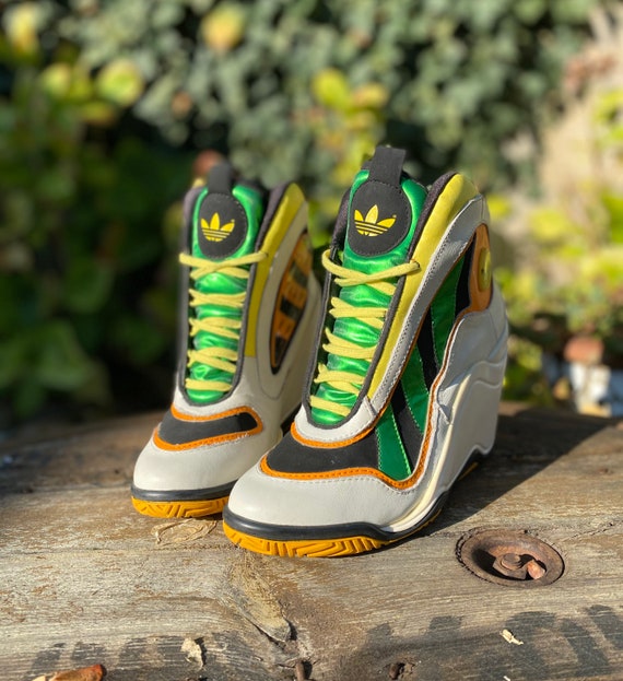 Jeremy Scott Adidas wedge heel sneakers News Stream sneakers M29017 women s tennis white orange green black black vintage yellow Etsy Italia