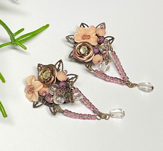 Boucles D'oreilles Clips Vintage En Cuivre Rose - Parfait état, Style Rétro