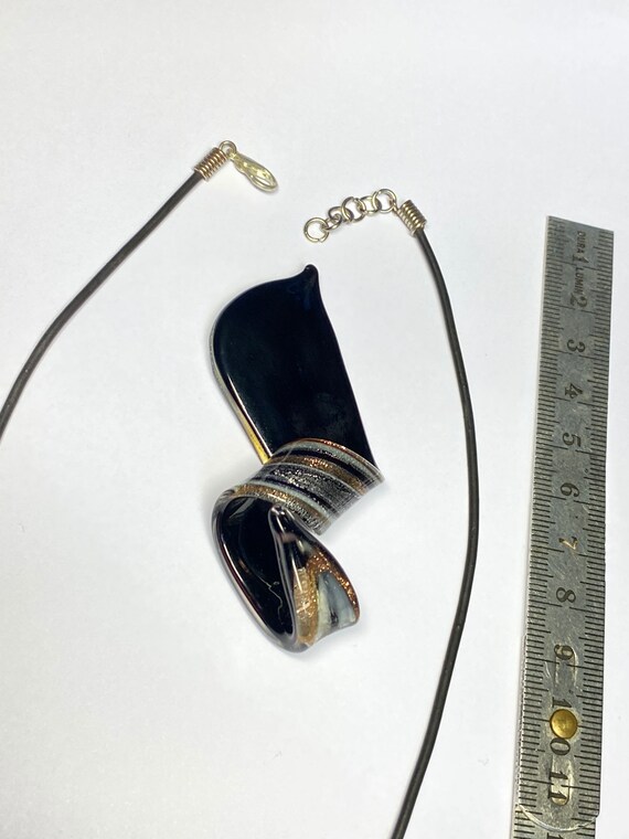 Collier Vintage Pendentif Pâte De Verre Noir Et Doré - Bijou Rétro, Occasion, Modèle 1238