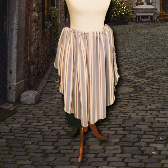 Petal Skirt in Light Blue and Gold Striped