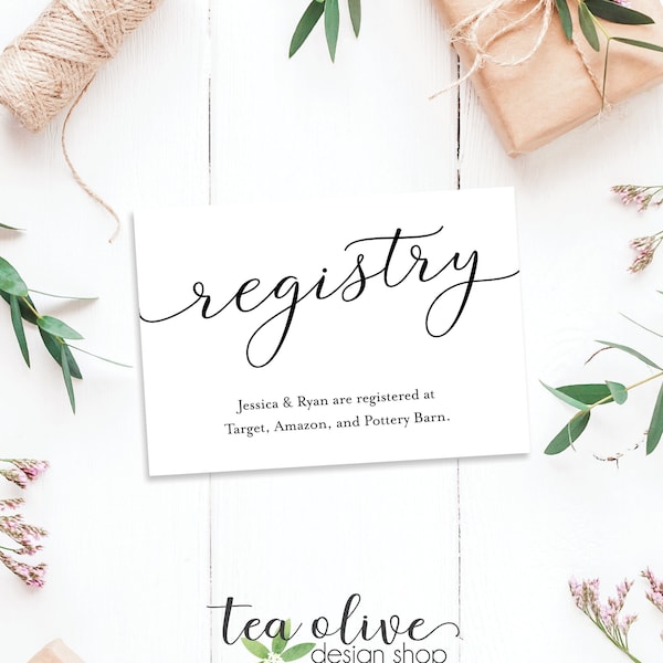 Registry Card Insert / Baby Shower Gift Registry Card / Wedding Shower Invitation Insert Card / PRINTABLE Registry Card / Digital File