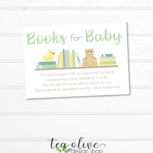 Livres pour carte de bébé / Insertion de carte de livre Pastel pour Baby Shower / Baby Boy Shower Invitation Insert Card / Book Request Printable Card