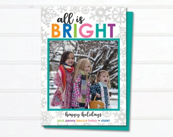 Snowflake Christmas Photo Card: Custom Family Holiday Card (Printable)