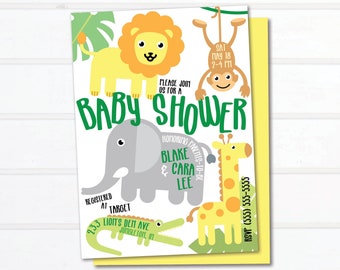 Safari Animal Baby Shower Invitation / Gender Neutral Invite / Jungle Animal Shower Invitation / Zoo Baby Shower Digital Invitation