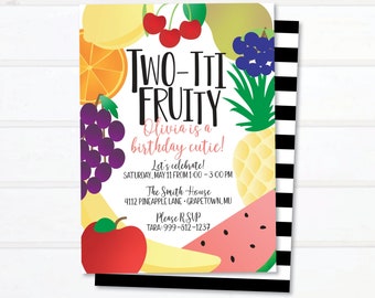 Twotti Fruity Birthday Invitation: Colorful Fruit Party (Digital Download)