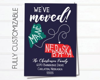 Custom State to State Moving Announcement Card (Digital File)