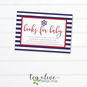 Nautical Books for Baby Card: Baby Shower Insert (Digital Download)