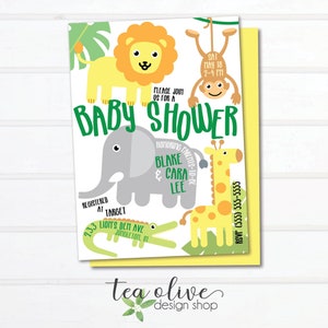 Safari Animal Baby Shower Invitation / Gender Neutral Invite / Jungle Animal Shower Invitation / Zoo Baby Shower Digital Invitation