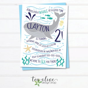 Nautical Birthday Party Invitation for Boys / Whale Birthday Party Invite / Boy Under the Sea Birthday Party Invitation / Printable Invite