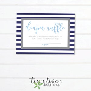 Tarjeta de rifa de pañales para bebé niño: Inserto de invitación para baby shower (imprimible)