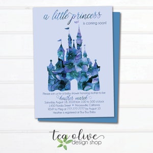 Blue Hydrangea Castle Princess Baby Shower Invitation (Digital File)