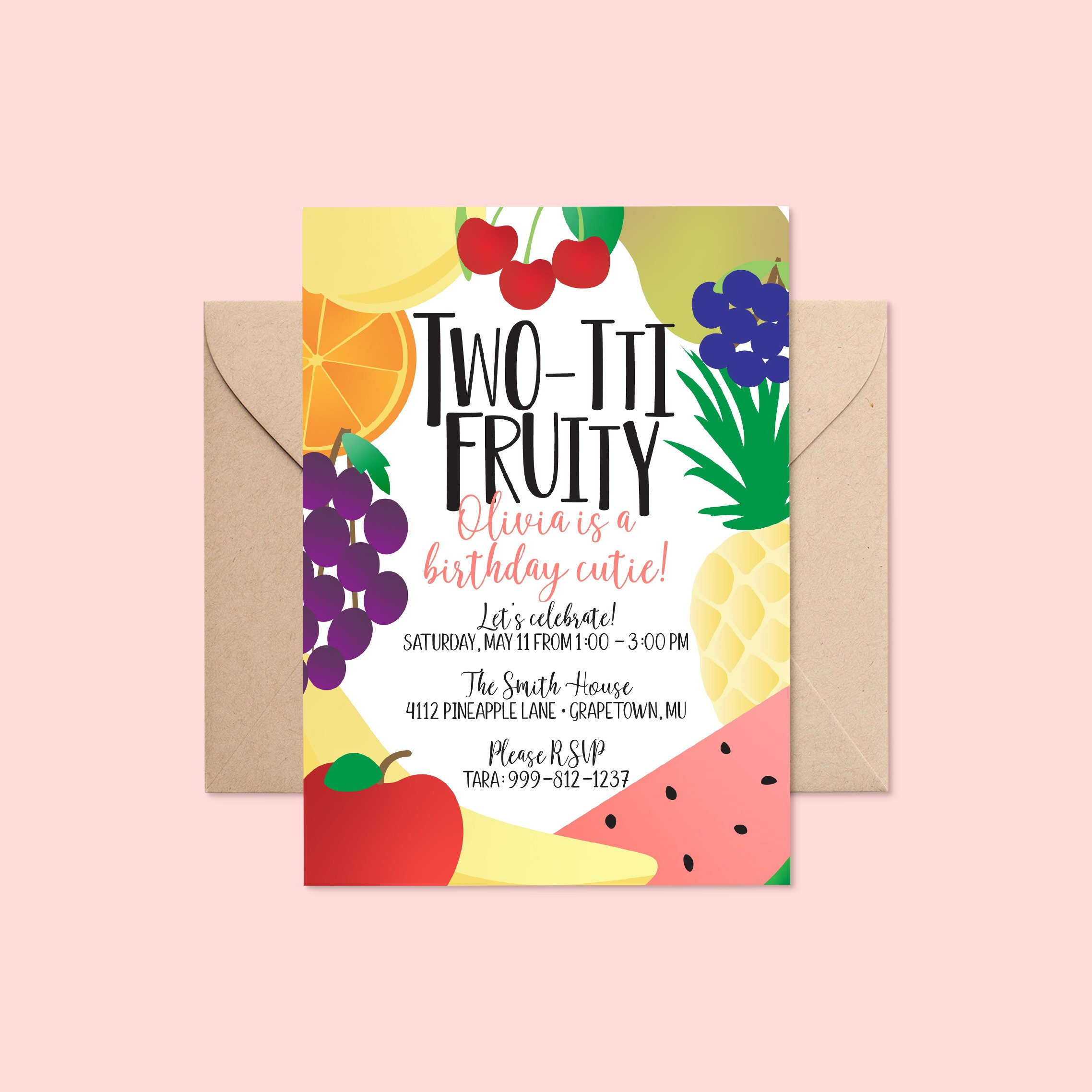 Fruit Birthday Party Invitation / Twotti Fruity Birthday Party Etsy