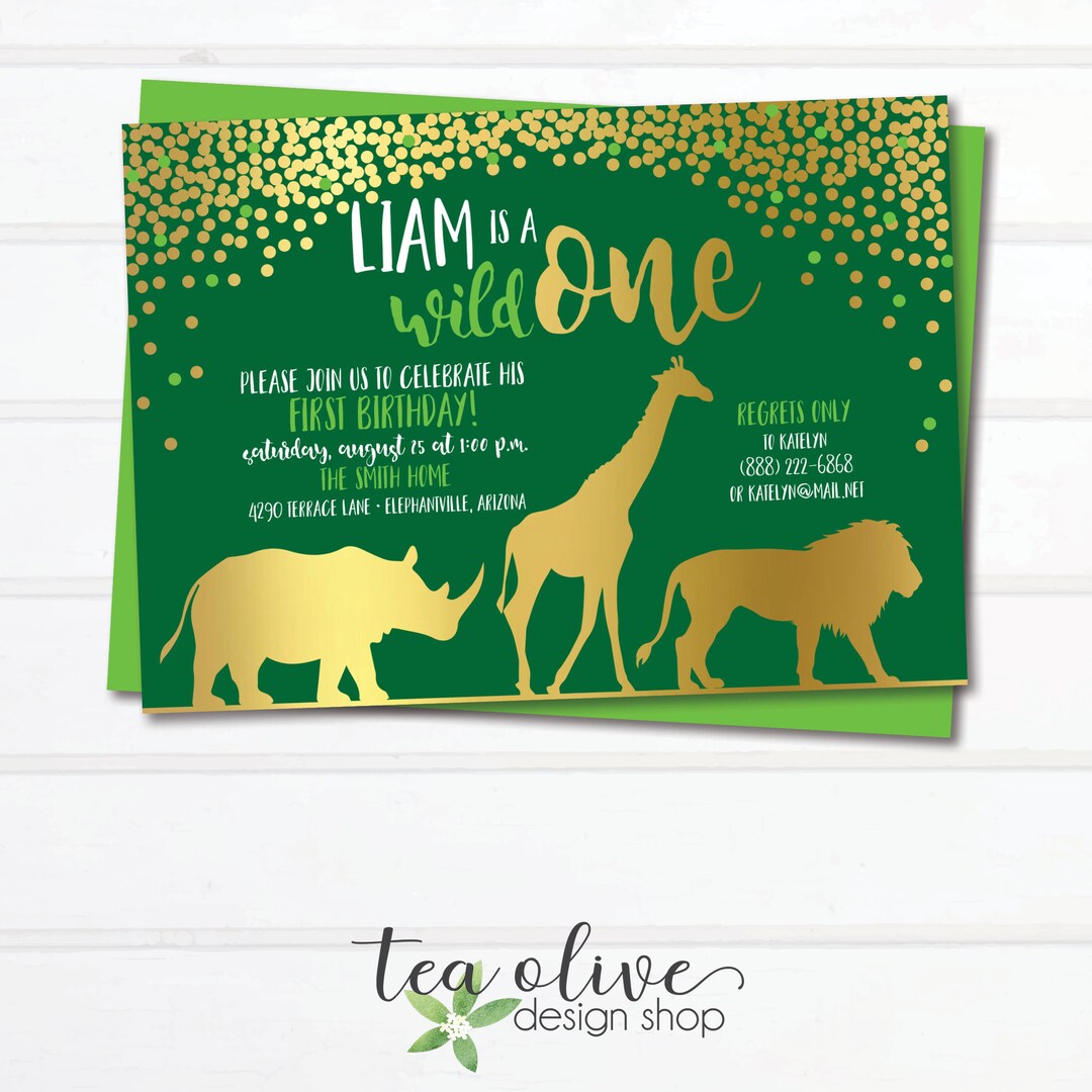 Wild One Birthday Invitation for Boys / Safari Animal Party Etsy