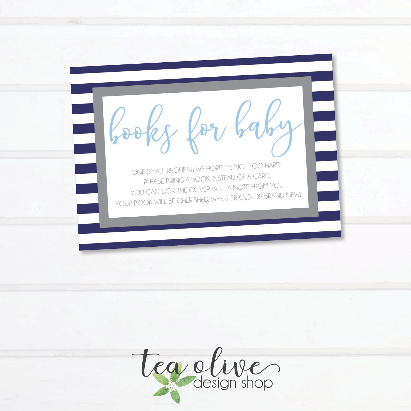 Books for Baby Card / Book Card Insert for Baby Boy Shower / Etsy