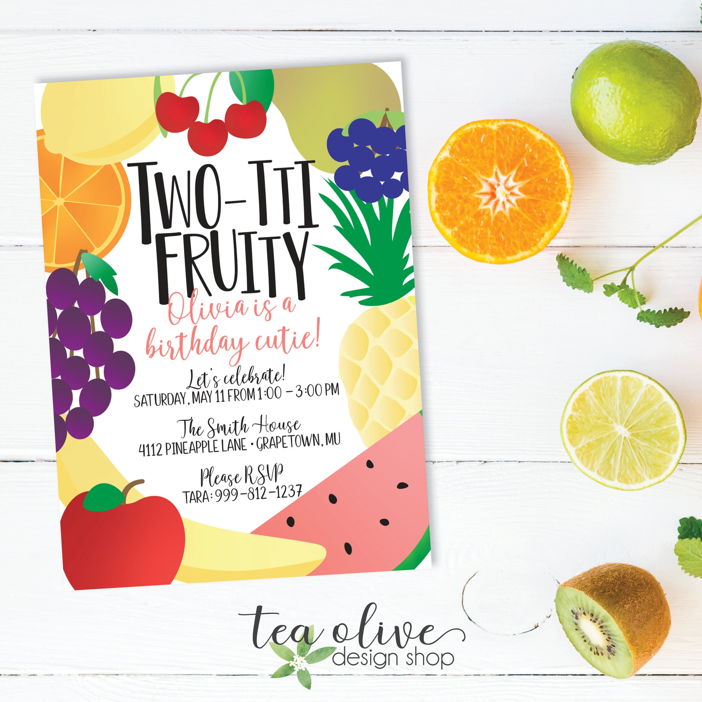 Fruit Birthday Party Invitation / Twotti Fruity Birthday Party Etsy