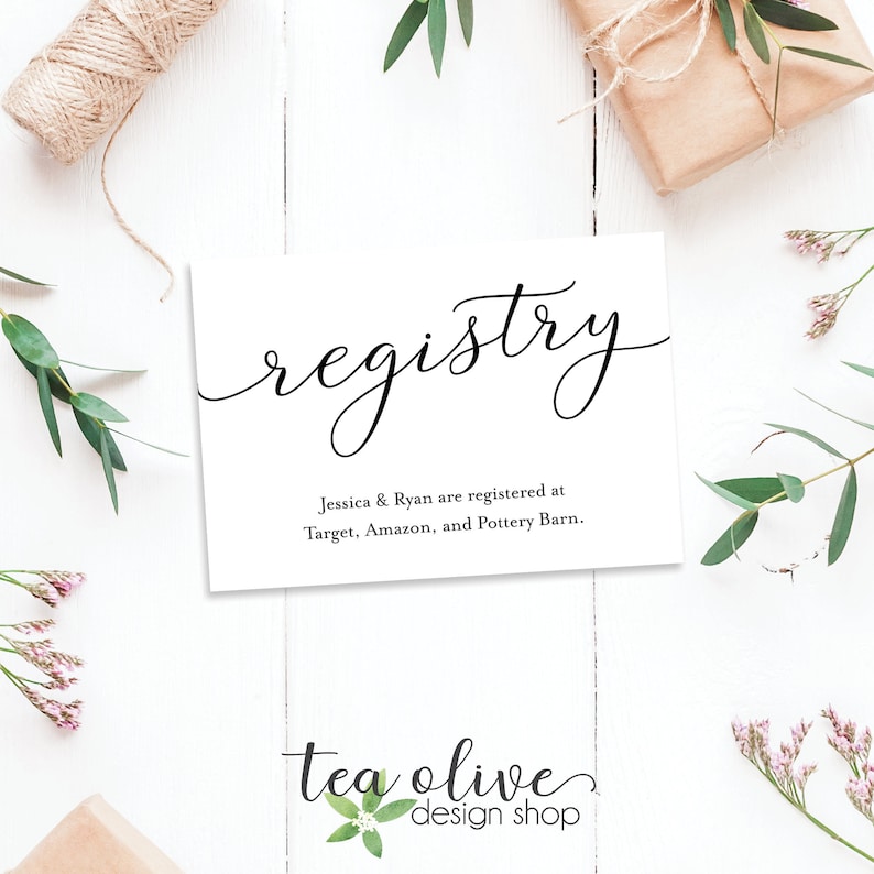 Registry Card Insert / Baby Shower Gift Registry Card / Etsy