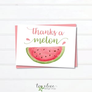 Wassermelone Dankeskarte: Party Nachricht zum Ausdrucken (Digitaler Download)