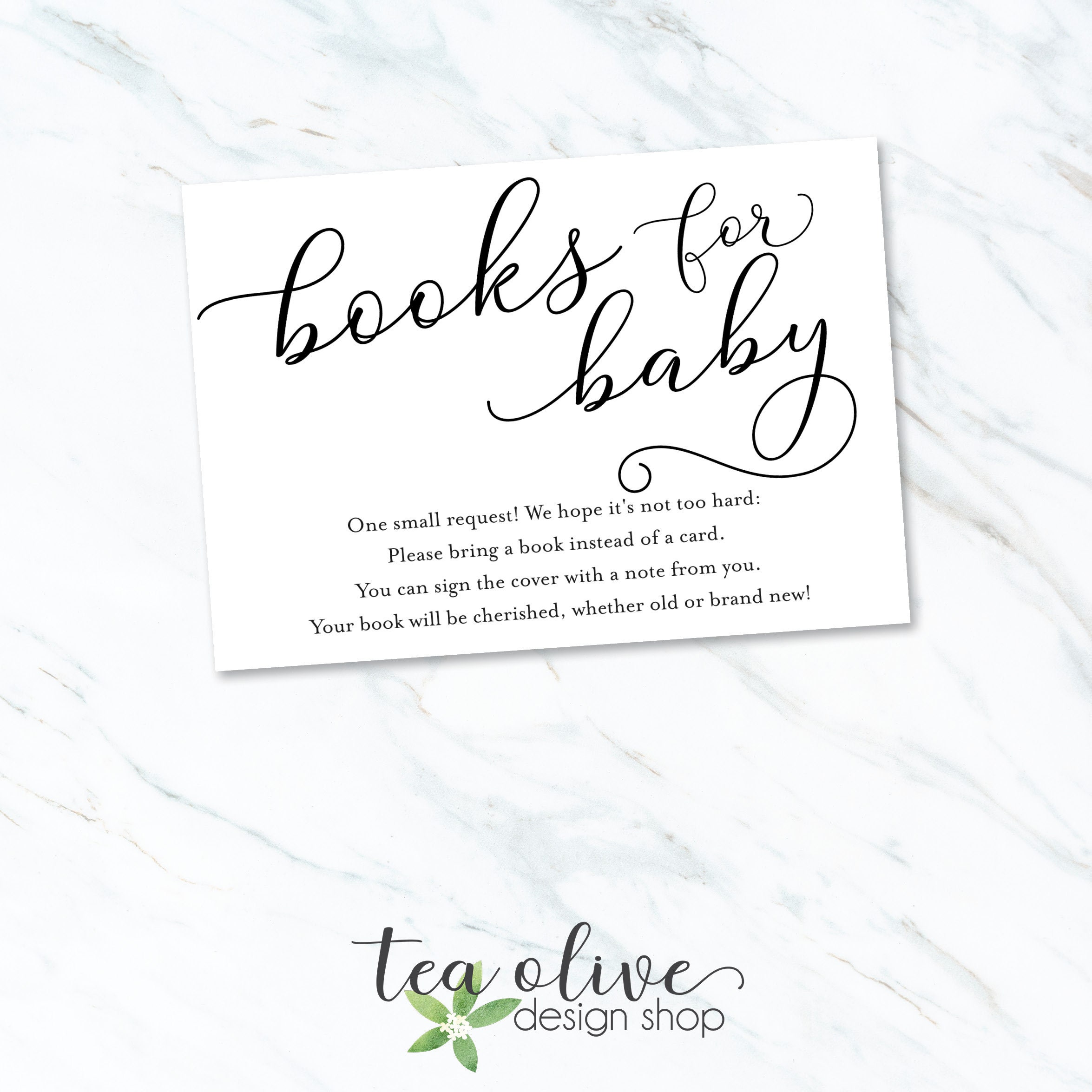 Books for Baby Card / Book Card Insert for Baby Shower / Baby Etsy