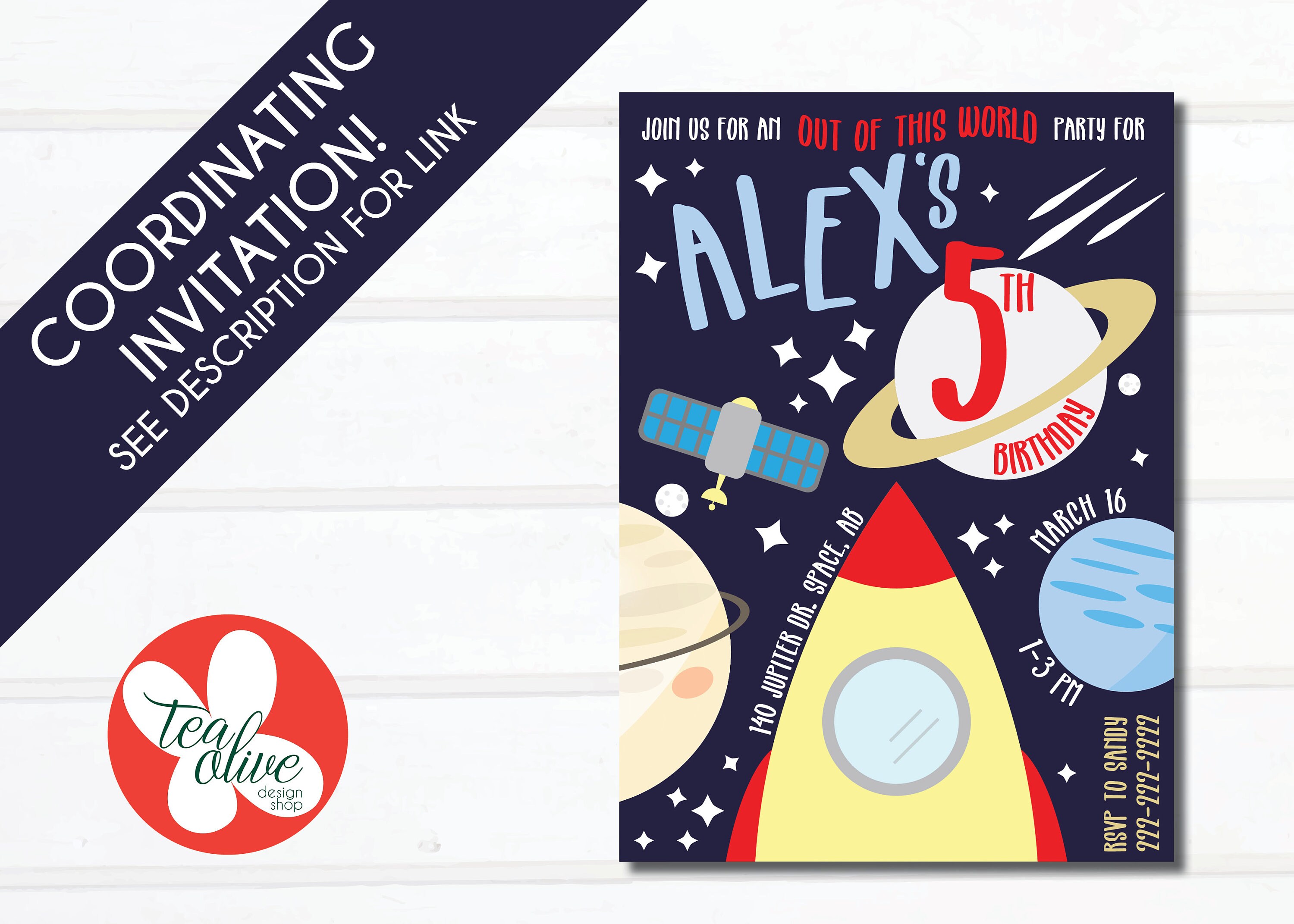 Digital Outer Space Birthday Poster / Spaceship and Planets | Etsy