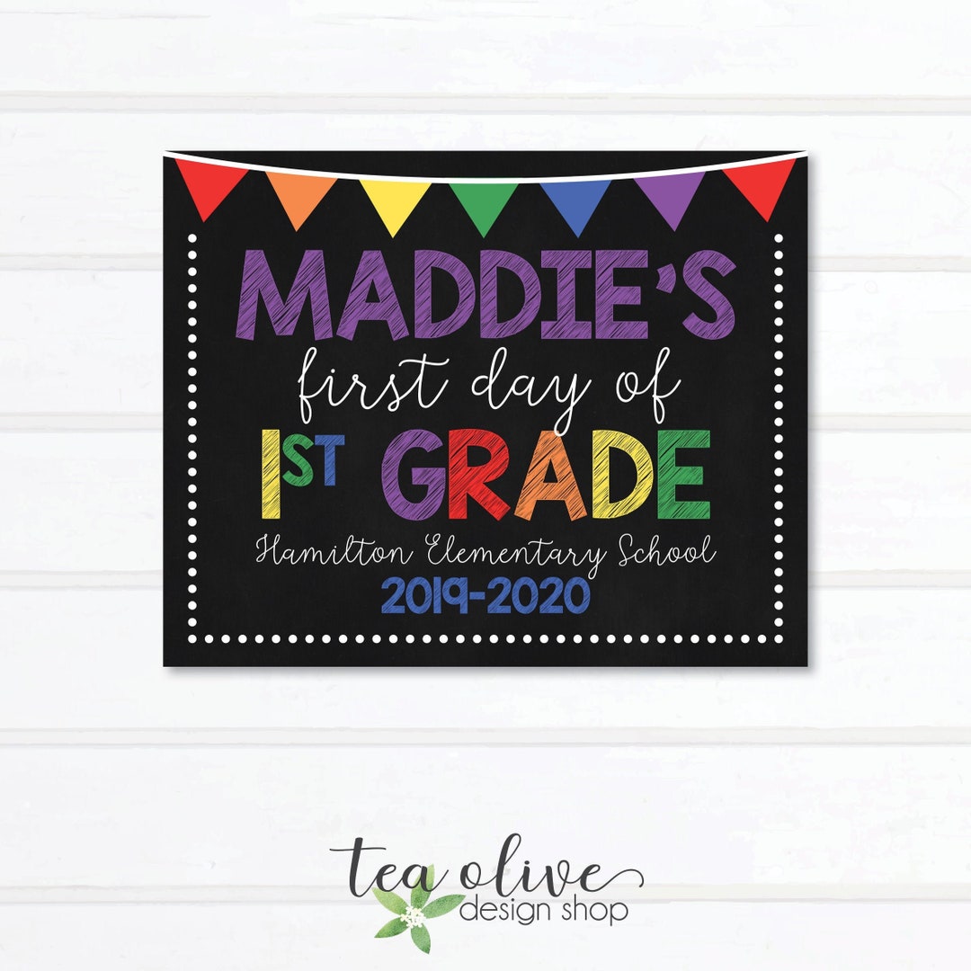 School Chalkboard Printable Sign / Primary Colors School Poster ...