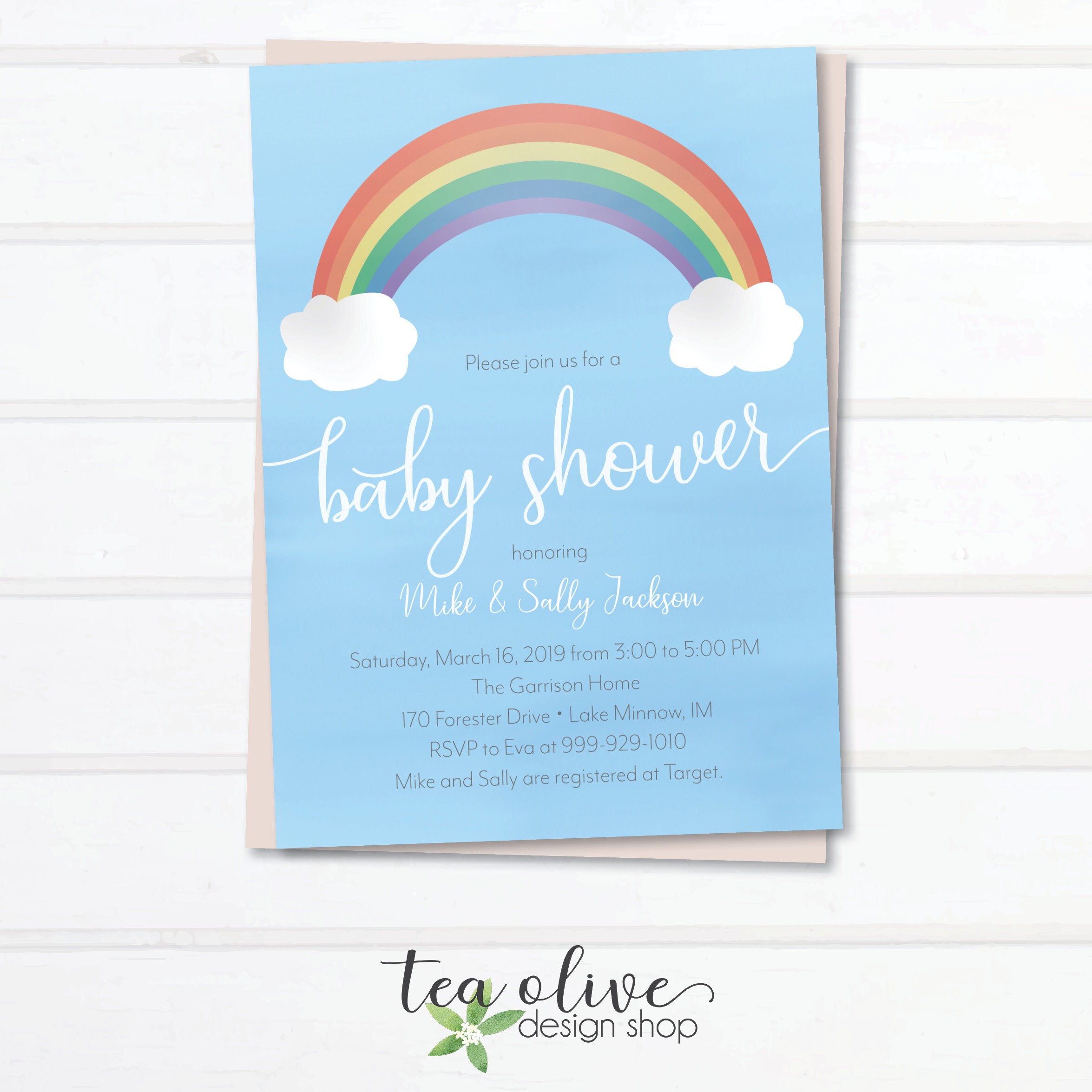 Rainbow Baby Shower Invitation / Digital Rainbow Baby Invite / Etsy