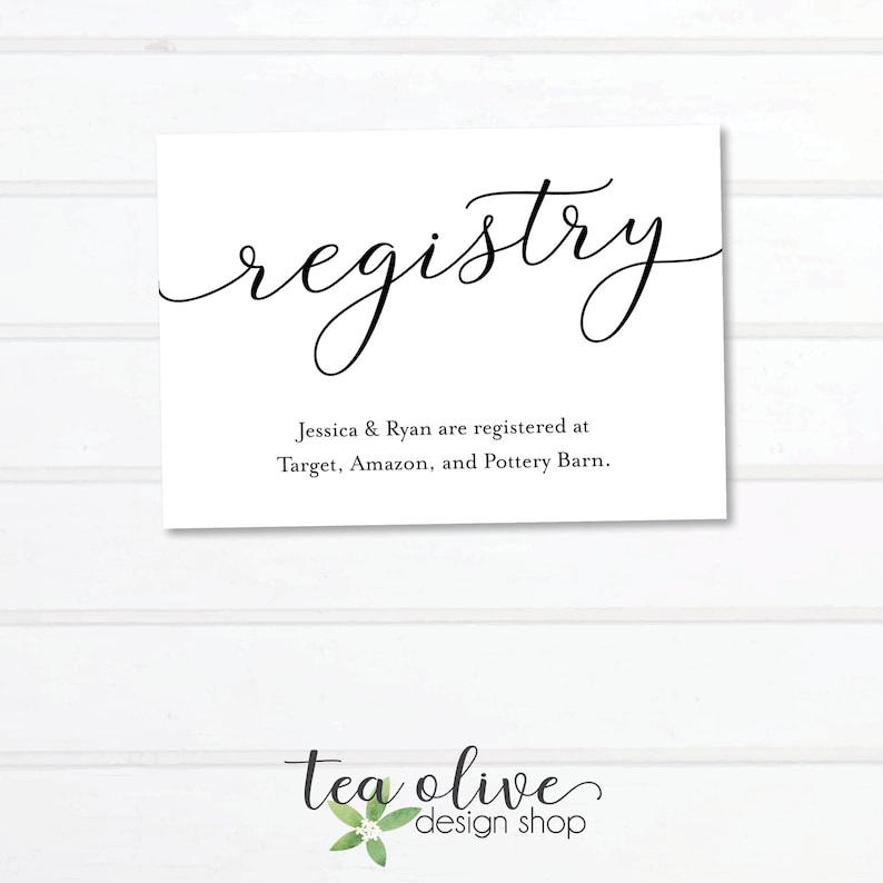 Registry Card Insert / Baby Shower Gift Registry Card / Etsy