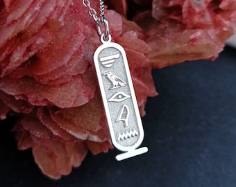 Egyptian Cartouche Necklace, Hieroglyph Necklace Jewelry, Custom Made Necklace, 925 Sterling Silver Egypt Necklace with Name