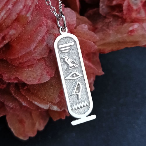 Cartouche Egyptian Hieroglyphic Name Necklace 925 Sterling Etsy