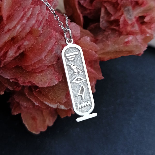 Egyptian Cartouche Necklace, Hieroglyph Necklace Jewelry, Custom Made Necklace, 925 Sterling Silver Egypt Necklace with Name