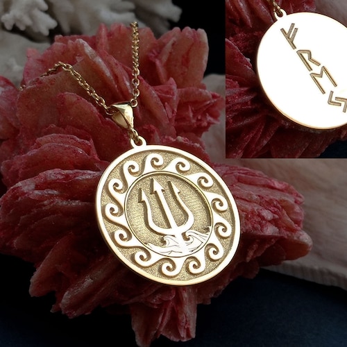 HZMAN Men's Poseidon Trident Necklace - Stainless Steel Greek Mythology Pendant With 24" Chain