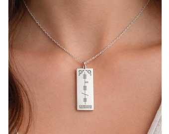 Personligt Ogham Namnhalsband i Sterling Silver, Irländska Keltiska Smycken