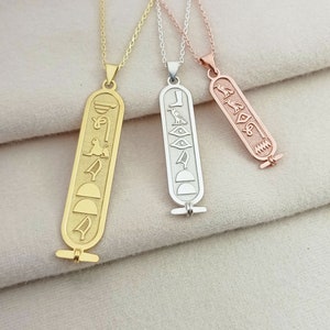 Egyptian Cartouche Necklace, Custom Made Cartouche Pendant, Silver Ancient Egyptian Hieroglyphic Cartouche Jewelry, Egypt Name Necklace image 1