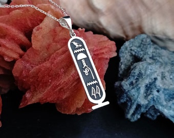 Egyptian Cartouche Necklace, Hieroglyph Necklace Jewelry, Custom Made Necklace, 925 Sterling Silver Egypt Necklace with Name