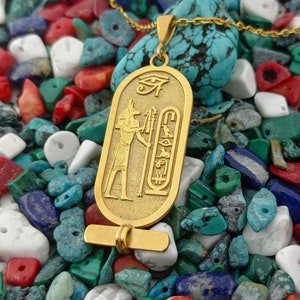 Egyptian Cartouche God Anubis Necklace, Hieroglyph Necklace Jewelry, Custom Made Necklace, 925 Sterling Silver Egypt Necklace with Name
