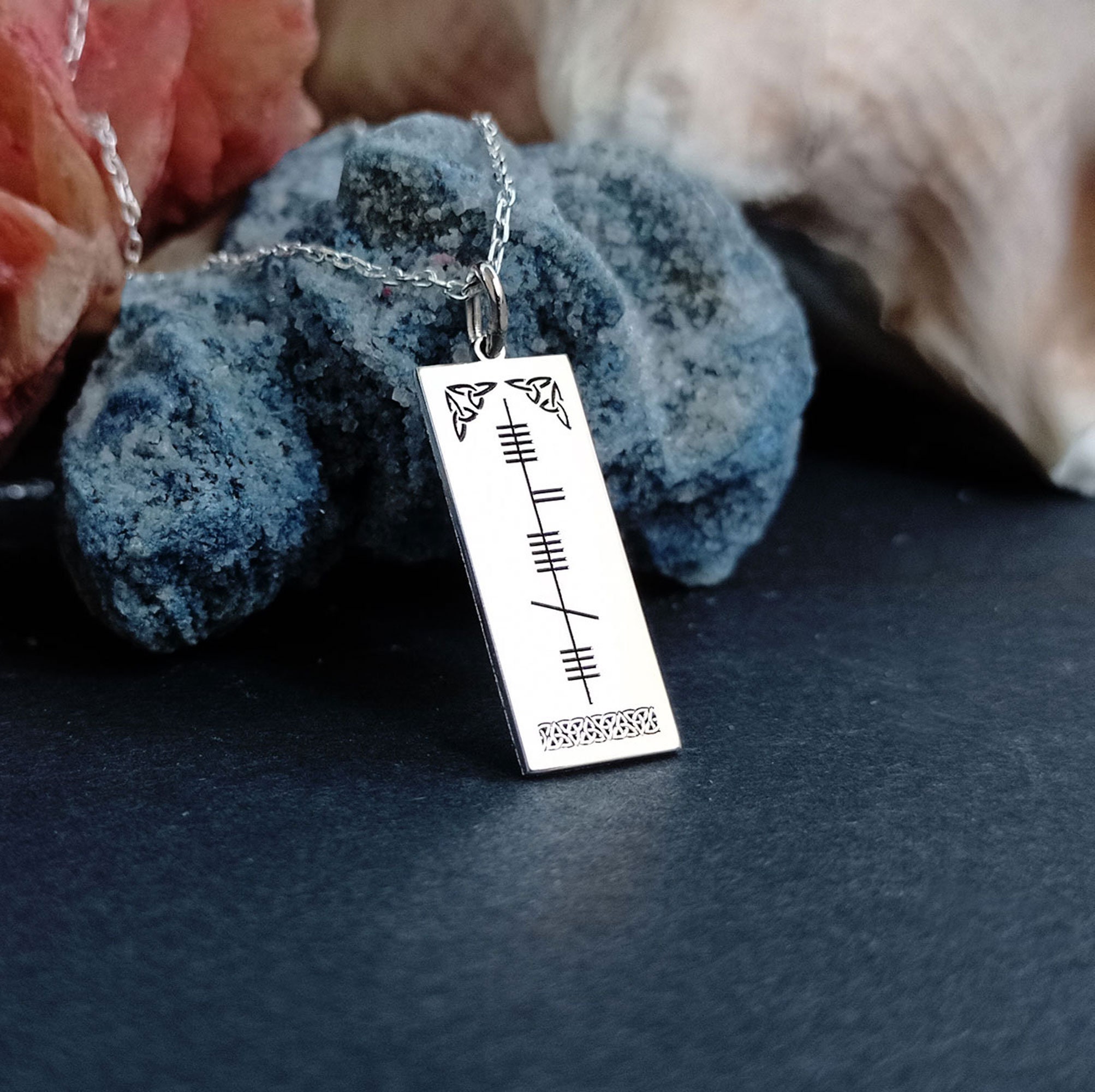 Personalized Ogham Pendant, Irish Jewelry, Celtic Jewelry, 925 Sterling Silver Custom Made Ogham Name Necklace For Women
