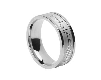 Personalized Ogham Sterling Silver Ring, Celtic Jewelry