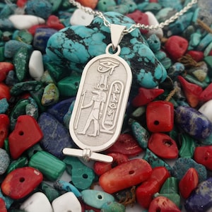 Egyptian Cartouche God Sobek Necklace, Hieroglyph Necklace Jewelry, Custom Made Necklace, 925 Sterling Silver Egypt Necklace with Name