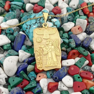 Sumerian Cuneiform Name Necklace, Anunnaki Pendant, Ancient Sumerian Mythology Jewelry, Sumerian Ancient Winged Solar Disk Necklace