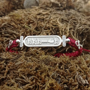 Bracelet cartouche tricoté égyptien, bijoux hiéroglyphiques de l&#39;Egypte ancienne, bracelet sur mesure, bracelet nom égyptien en argent sterling 925