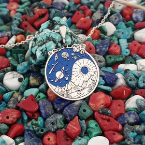 Collar Yin Yang, Joyería Yin Yang, Colgante Yin Yang personalizado hecho a medida, Collar de día y noche de plata de ley 925 con nombre