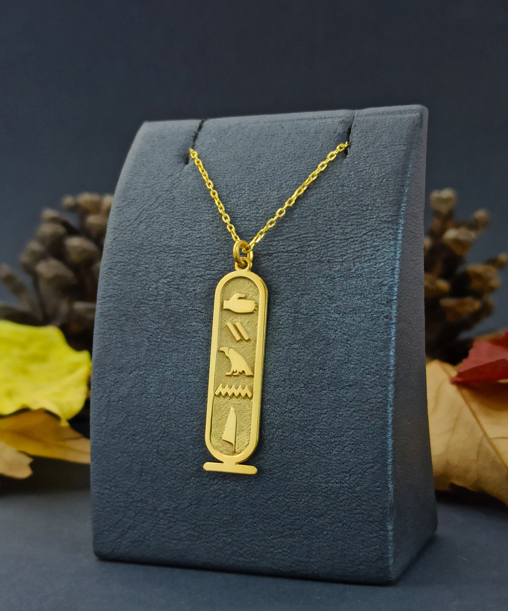 Personalized Egyptian Hieroglyph Name Cartouche Necklace 925 | Etsy