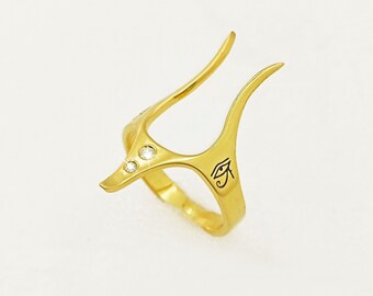 Bague Anubis en argent sterling, bijoux égyptiens, sur mesure